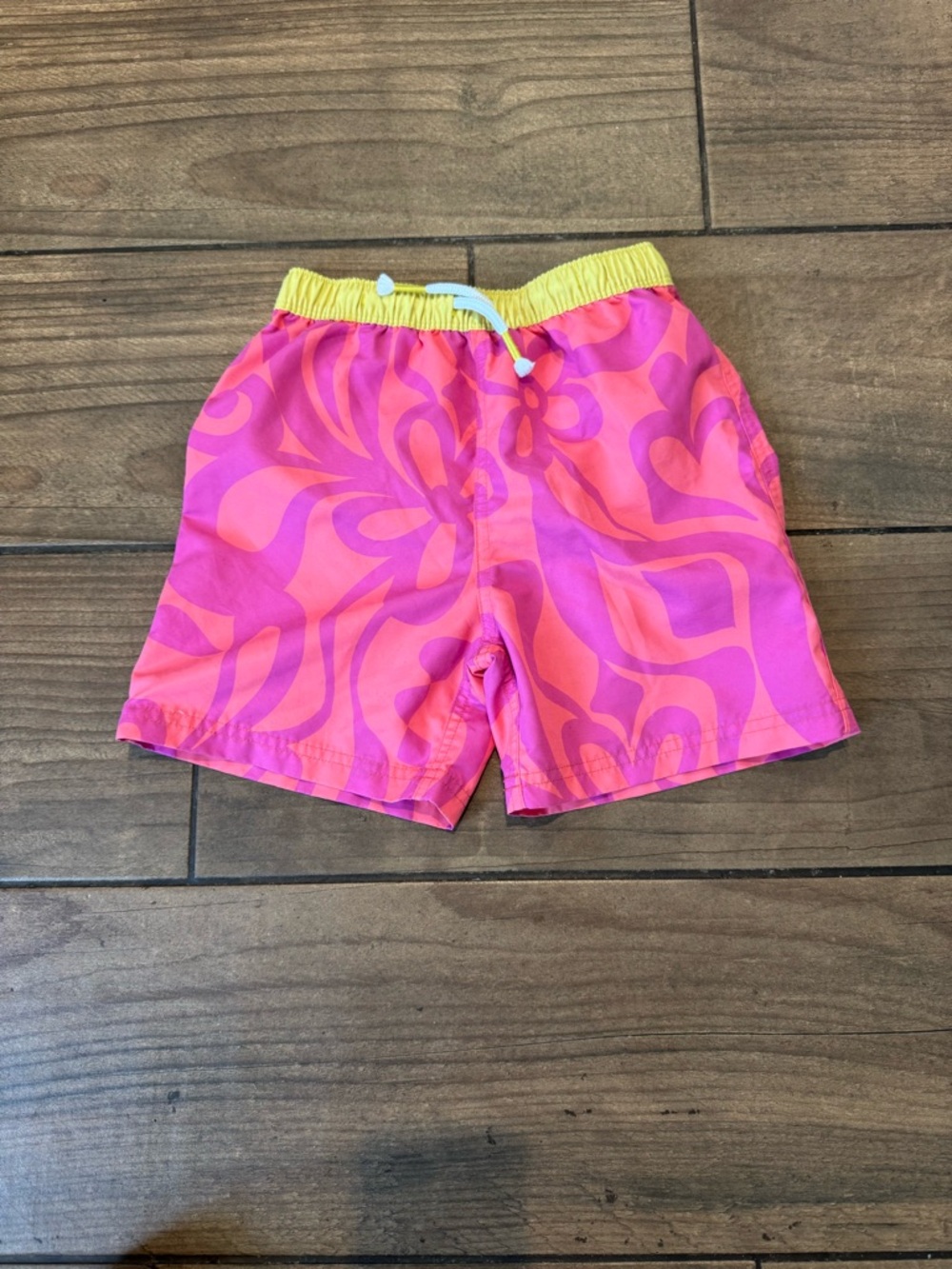 Mini Boden Pink and Yellow Floral Swim Shorts